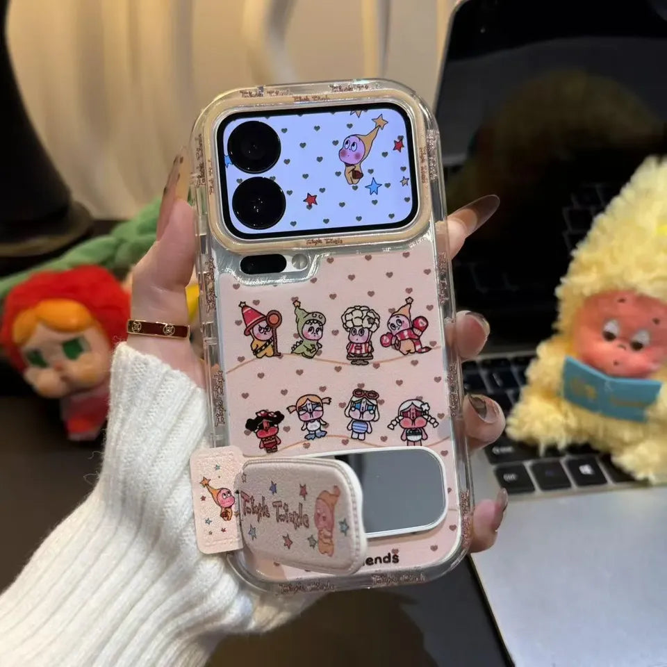 Cute Twinkle Mirror Kickstand Phone Case For iPhone 17 16 15 14 13 Pro Max Plus