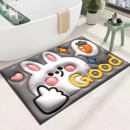 Diatomaceous Earth Quick Dry Floor Mat - Non-Slip Foamed Printed Mat for Home