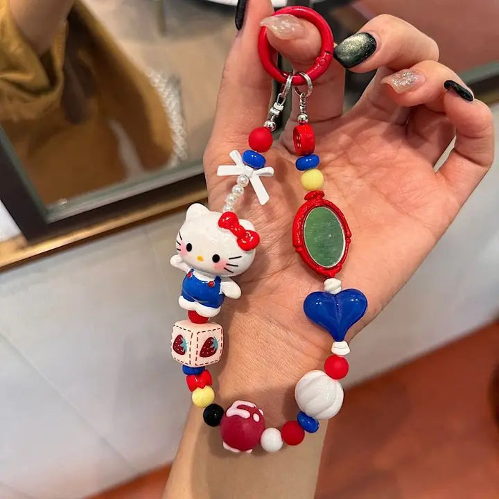 Handmade Kitty Pearls Crystal Beads Charm for All Phone Case Pad Case Bumper