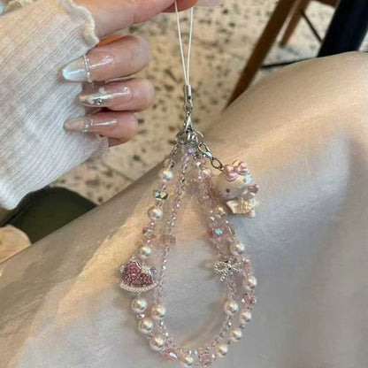 Handmade Kitty Pearls Crystal Beads Charm for All Phone Case Pad Case Bumper