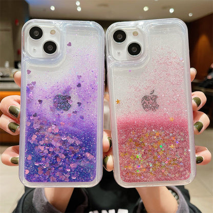 Liquid Quicksand Glitter Heart for iPhone All Models 17 16 15 14 13 12 11 Pro Max Plus