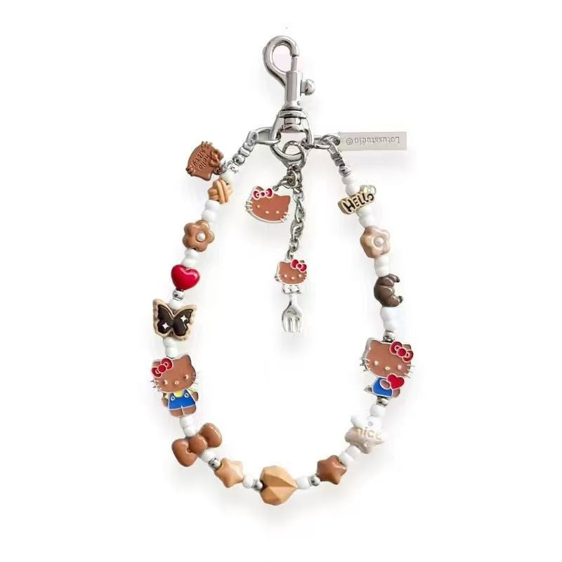 Handmade Kitty Pearls Crystal Beads Charm for All Phone Case Pad Case Bumper