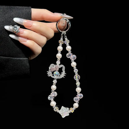 Handmade Kitty Pearls Crystal Beads Charm for All Phone Case Pad Case Bumper