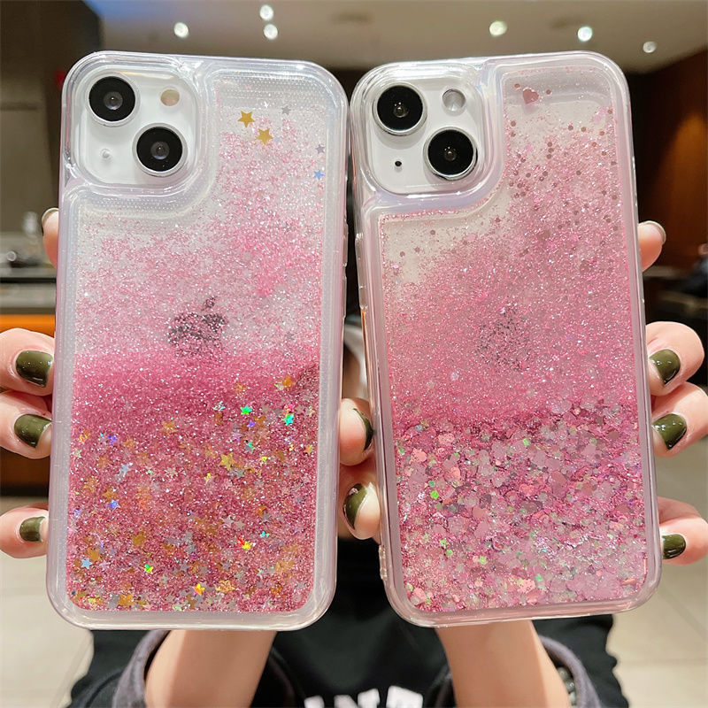 Liquid Quicksand Glitter Heart for iPhone All Models 17 16 15 14 13 12 11 Pro Max Plus