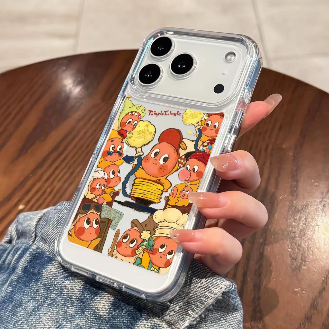 Cute Cartoon Twinkle Clear Case for iPhone 17 Air 16 15 14 13 12 11 Pro Max Plus X Xr 7 8