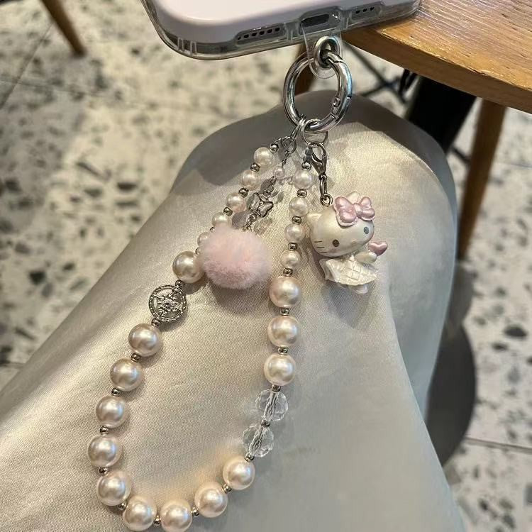 Handmade Kitty Pearls Crystal Beads Charm for All Phone Case Pad Case Bumper