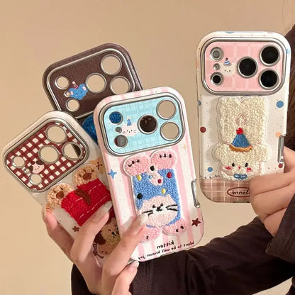 Cute Plush Kitty Puppy Phone Case for iPhone