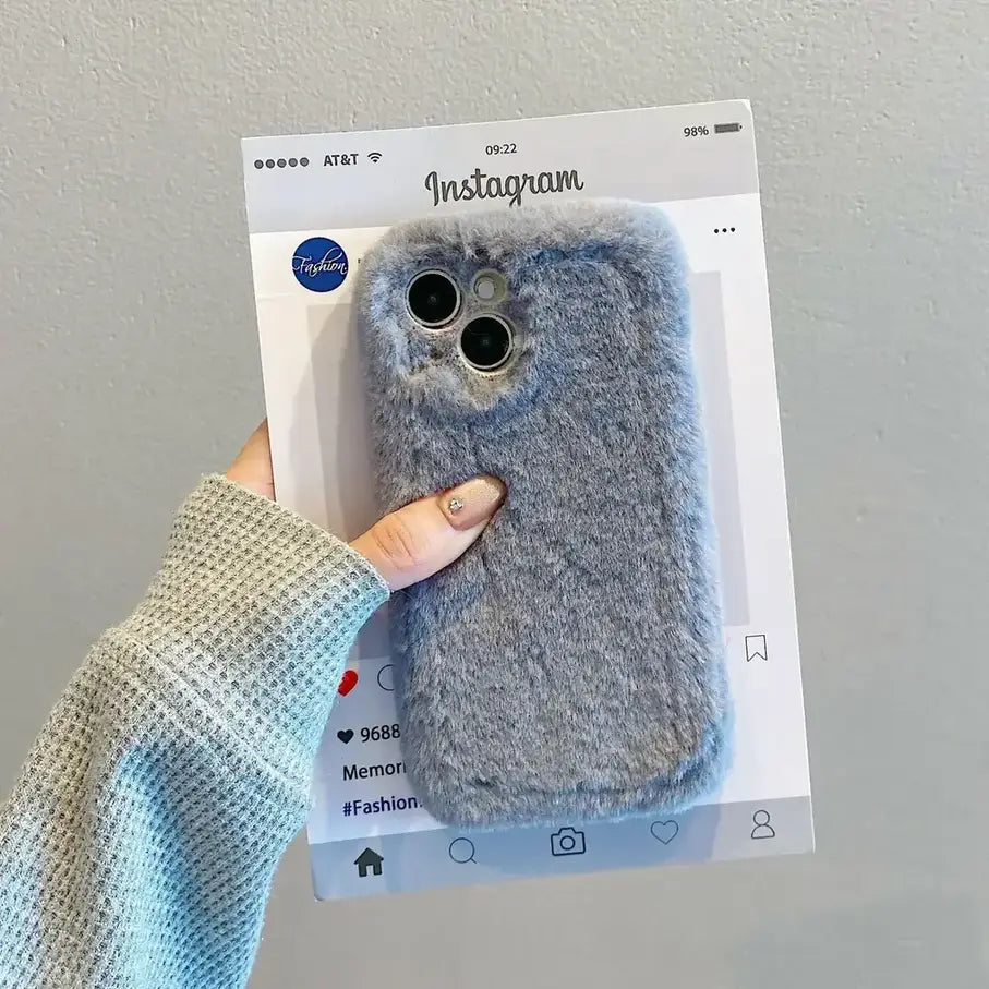 Candy Color Velvet Plush Phone Case for iPhone