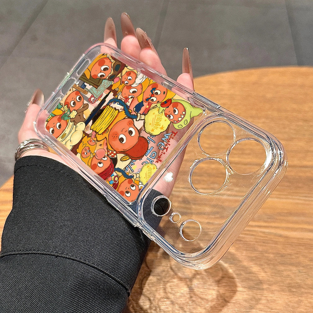 Cute Cartoon Twinkle Clear Case for iPhone 17 Air 16 15 14 13 12 11 Pro Max Plus X Xr 7 8