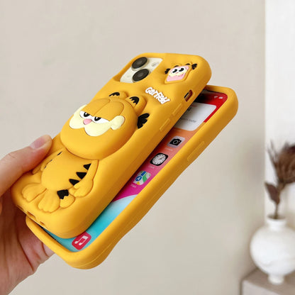 Cute Gar fied Cartoon Cat Silicone Protective Phone Case for iPhone 17 Air 16 15 14 13 12 11 Pro Max Plus