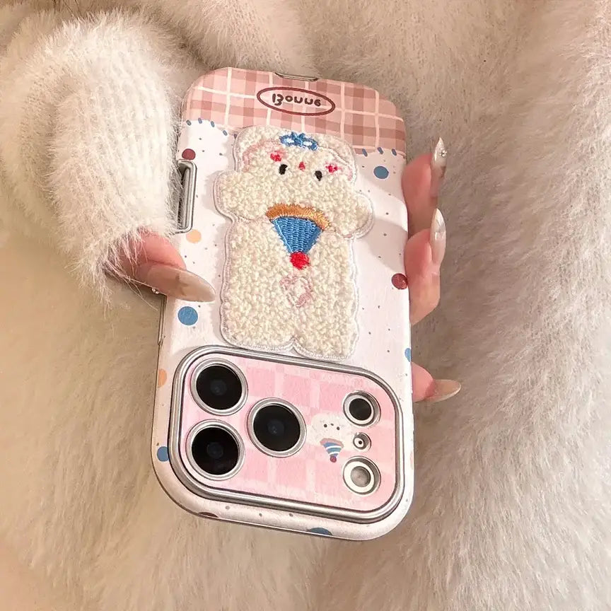 Cute Plush Kitty Puppy Phone Case for iPhone