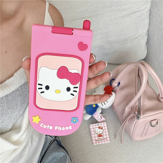 Pink Hello Kitty Flip Phone Case with Mirror
