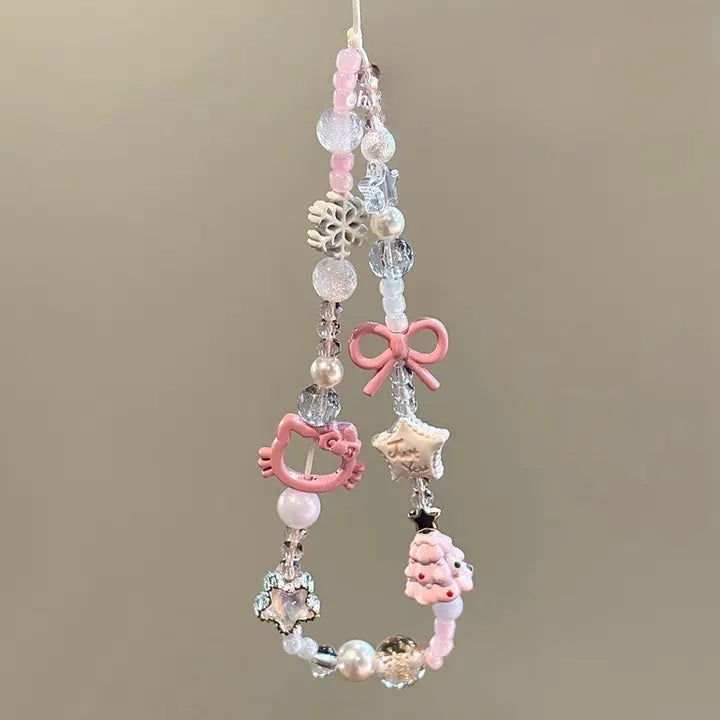 Handmade Kitty Pearls Crystal Beads Charm for All Phone Case Pad Case Bumper
