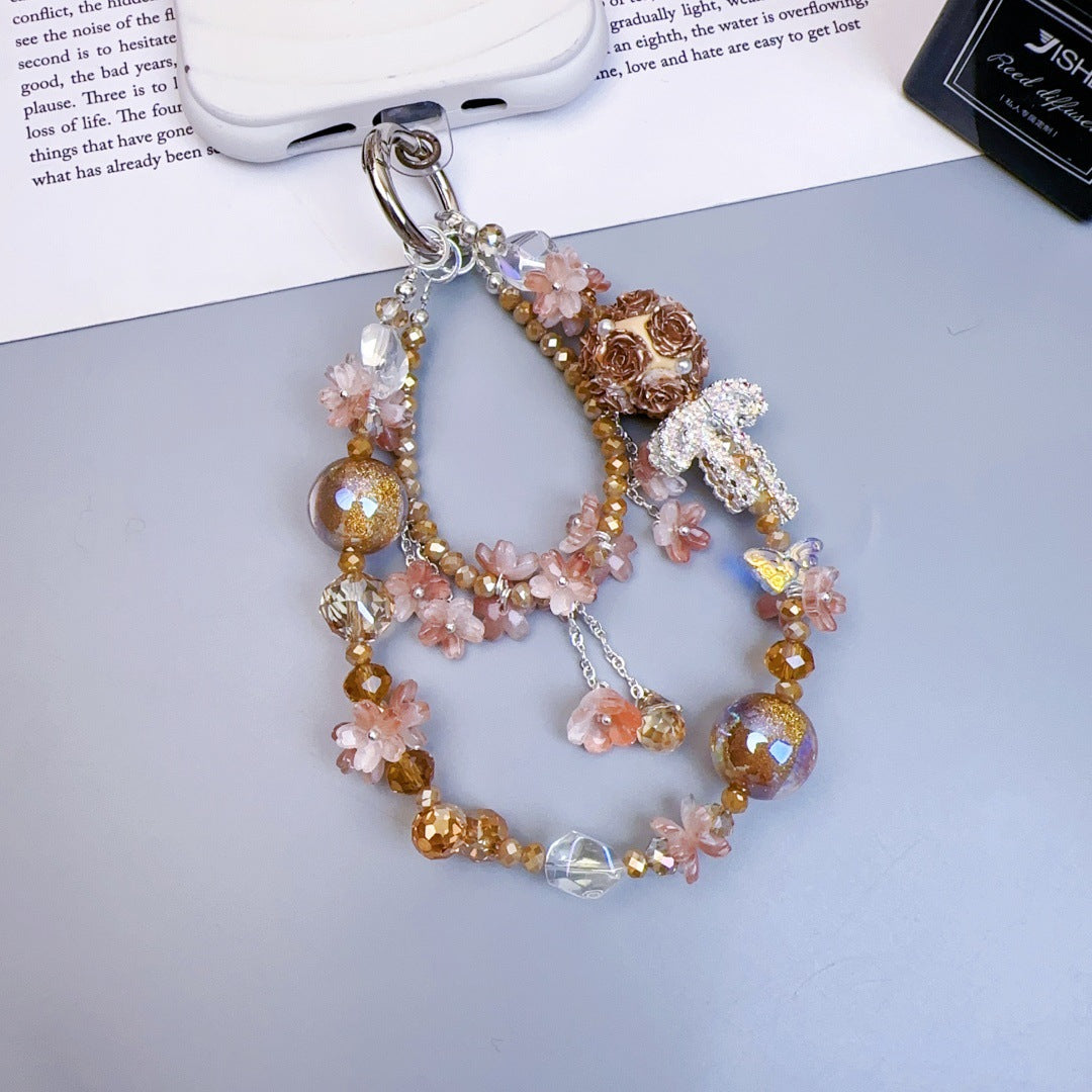 Handmade DIY Flower Cluster Crystal Chain Charm for All Phone Case Pad Case Bumper Bracelet