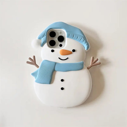 Snowman Shape Silicone Cute Kawaii Phone Case for iPhone 16 15 14 13 12 Series