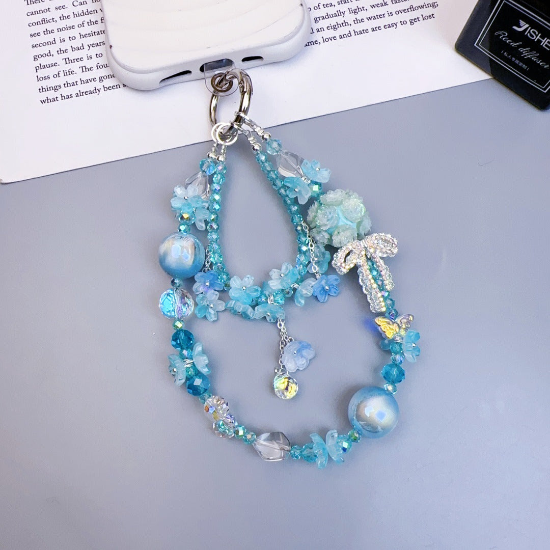 Handmade DIY Flower Cluster Crystal Chain Charm for All Phone Case Pad Case Bumper Bracelet