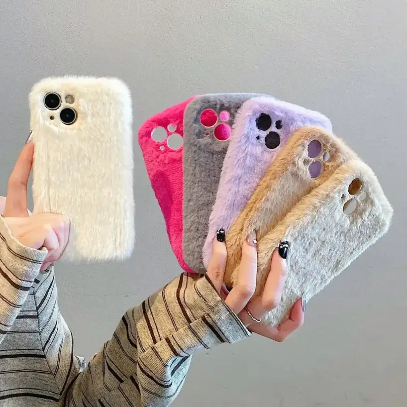 Candy Color Velvet Plush Phone Case for iPhone