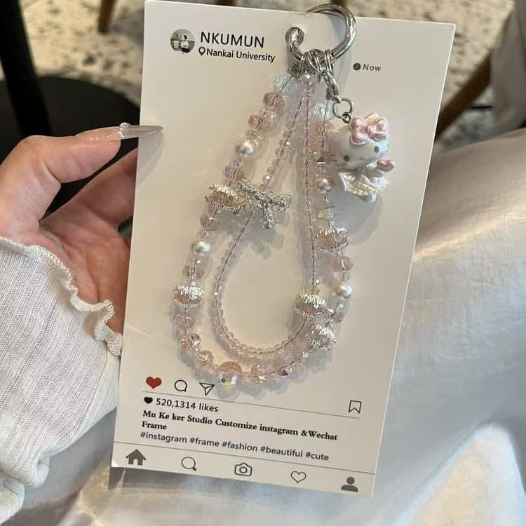 Handmade Kitty Pearls Crystal Beads Charm for All Phone Case Pad Case Bumper