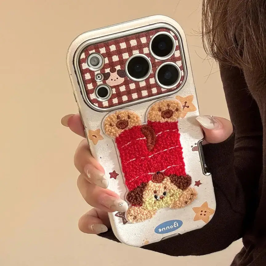 Cute Plush Kitty Puppy Phone Case for iPhone
