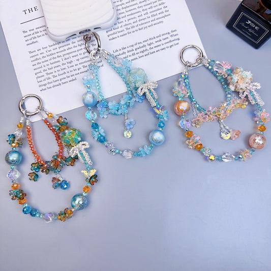 Handmade DIY Flower Cluster Crystal Chain Charm for All Phone Case Pad Case Bumper Bracelet