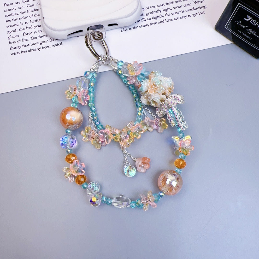 Handmade DIY Flower Cluster Crystal Chain Charm for All Phone Case Pad Case Bumper Bracelet