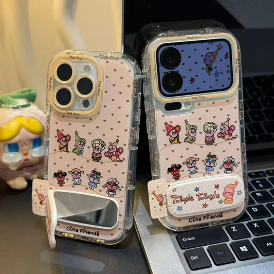 Cute Twinkle Mirror Kickstand Phone Case For iPhone 17 16 15 14 13 Pro Max Plus