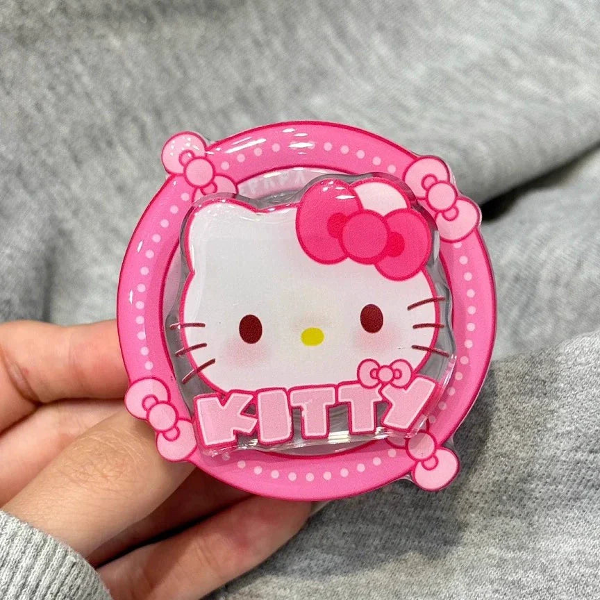 Rotating Kitty Pink Plaid Magnetic Phone Case