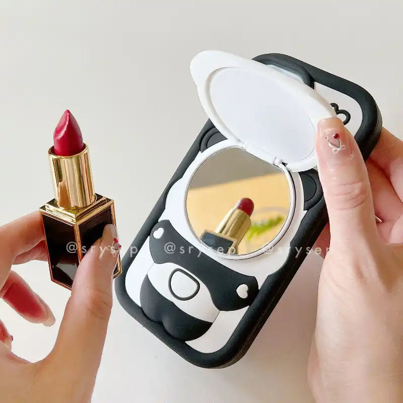 Panda Makeup Mirror Phone Case For iPhone Cute Back Cover