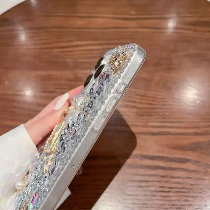 Perfume Bottle Pearl Sparkling Rhinestone Phone Case For iPhone Glitter Diamond Back Cover