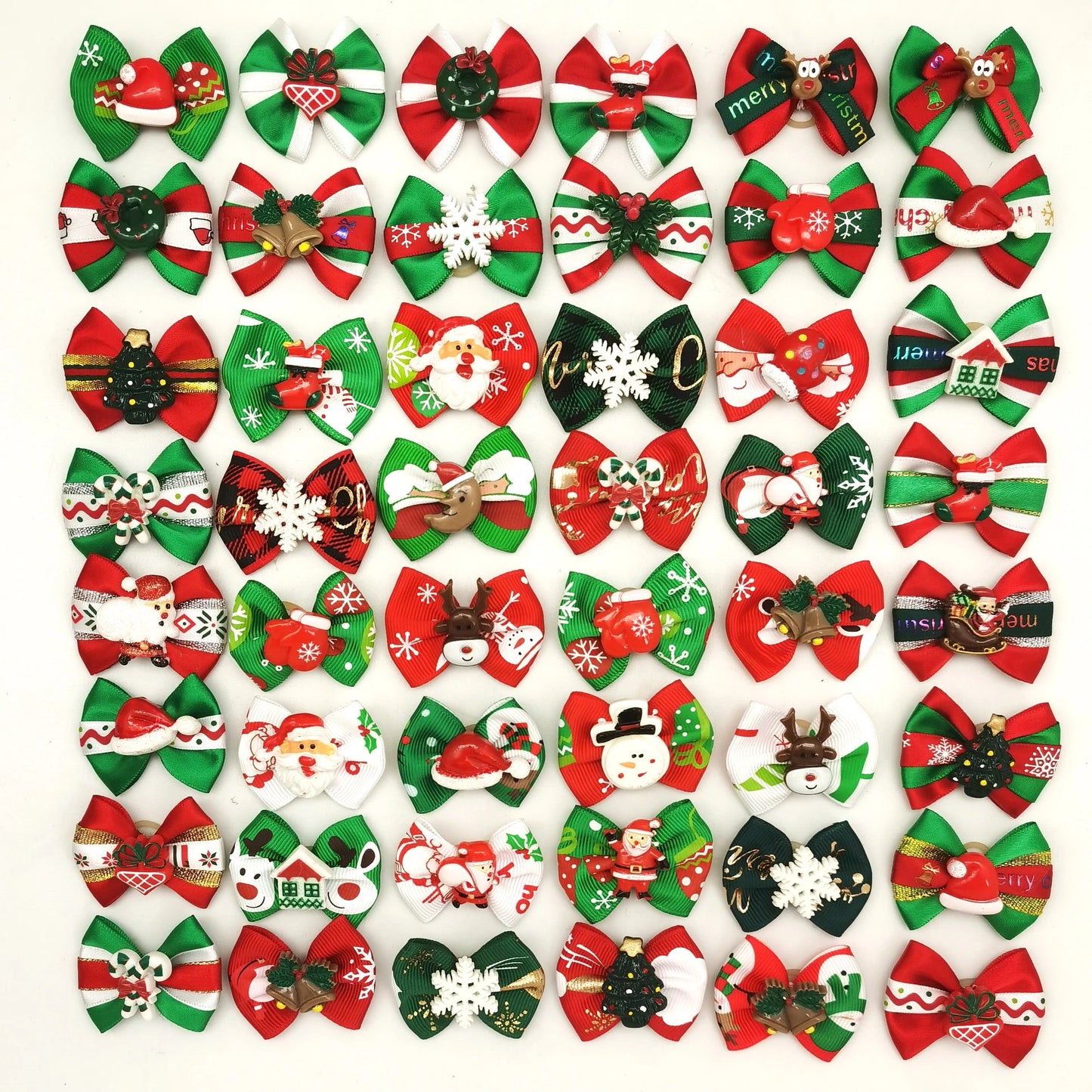 24 Pcs Hair Clips Set, Pet Headbands Hair Ornaments, Bows Ties, Christmas curls