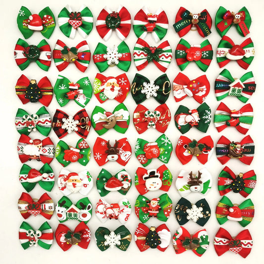 24 Pcs Hair Clips Set, Pet Headbands Hair Ornaments, Bows Ties, Christmas curls