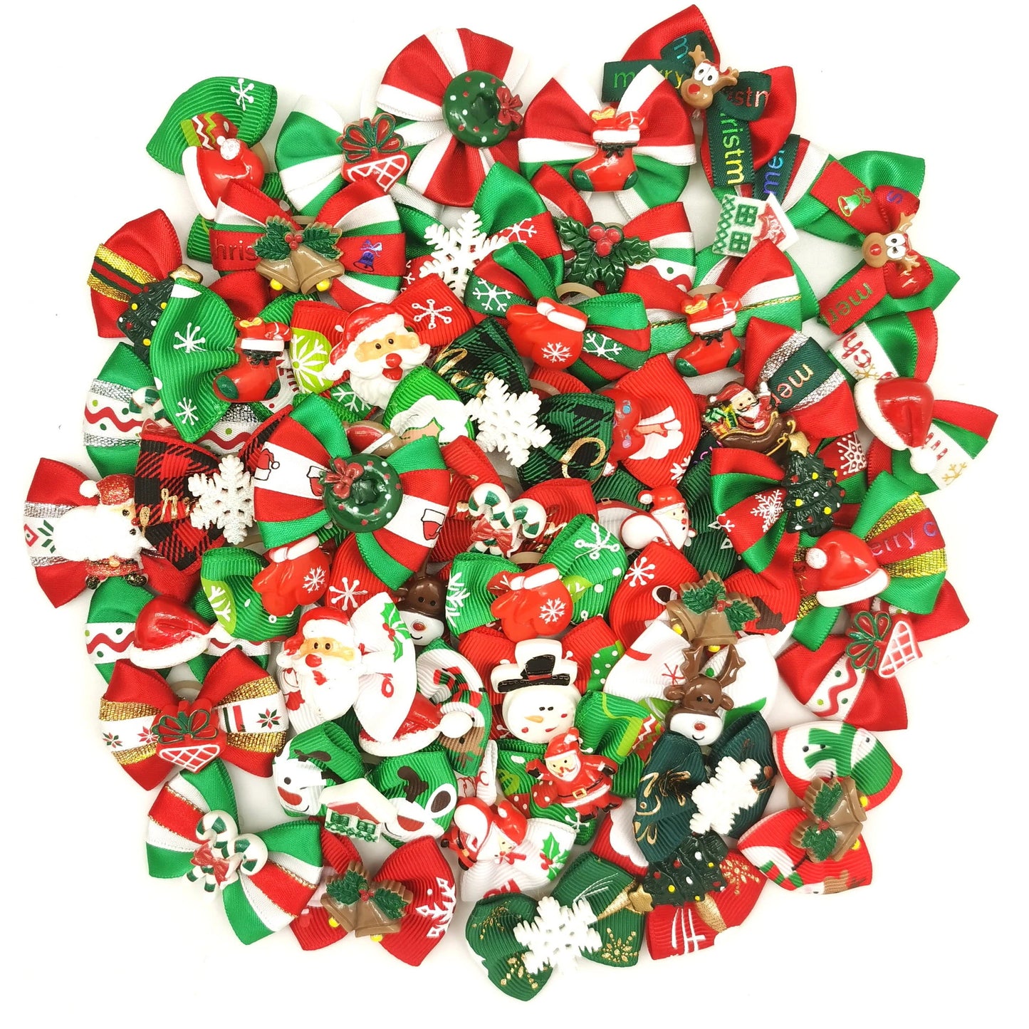 24 Pcs Hair Clips Set, Pet Headbands Hair Ornaments, Bows Ties, Christmas curls