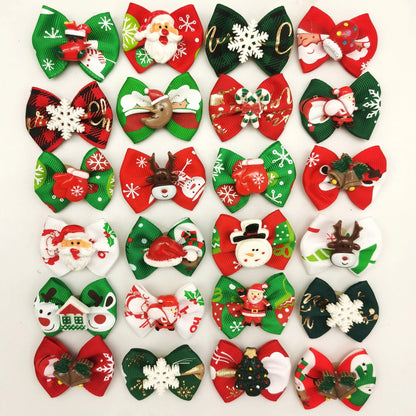 24 Pcs Hair Clips Set, Pet Headbands Hair Ornaments, Bows Ties, Christmas curls