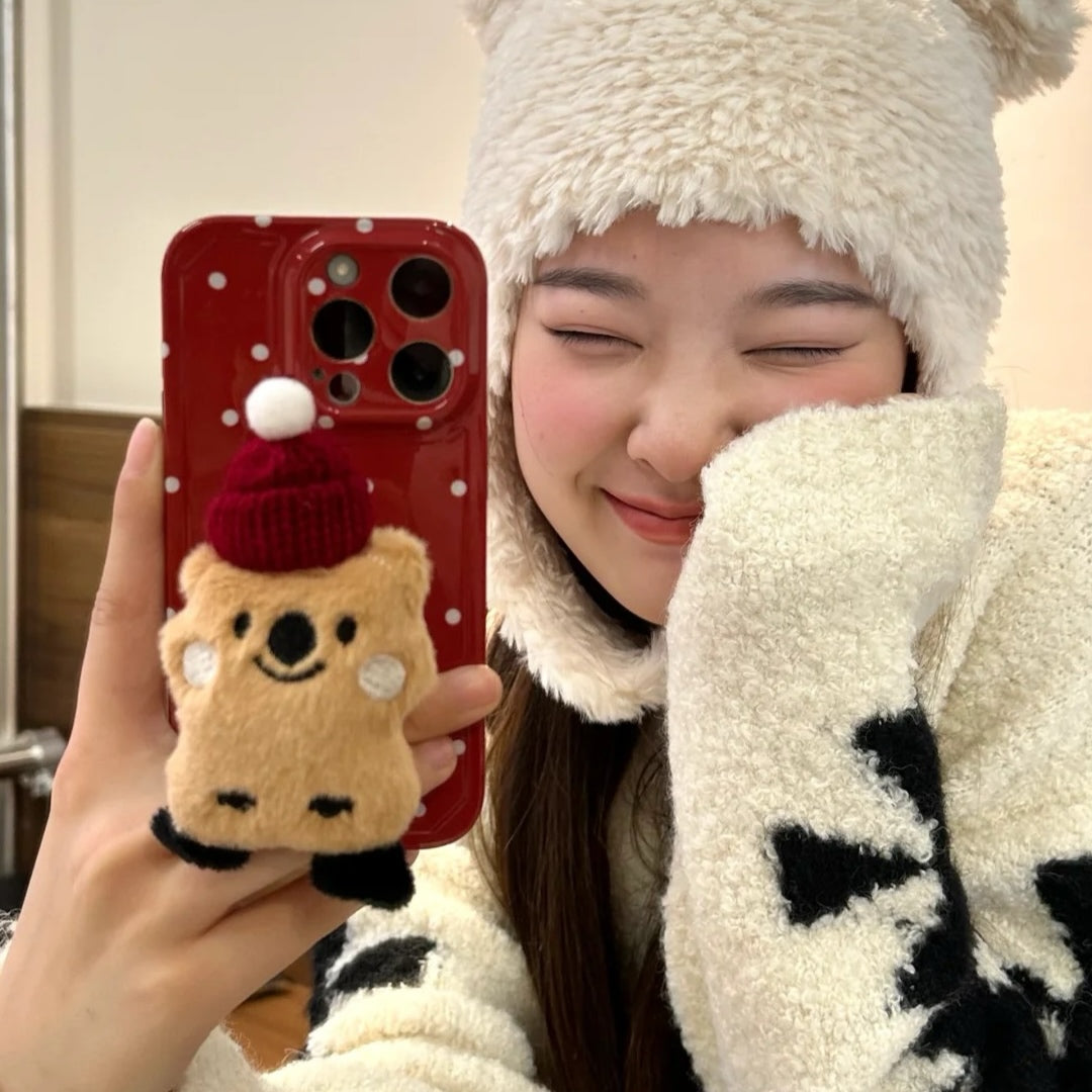 Christmas Polka Dot Plush Stand Phone Case