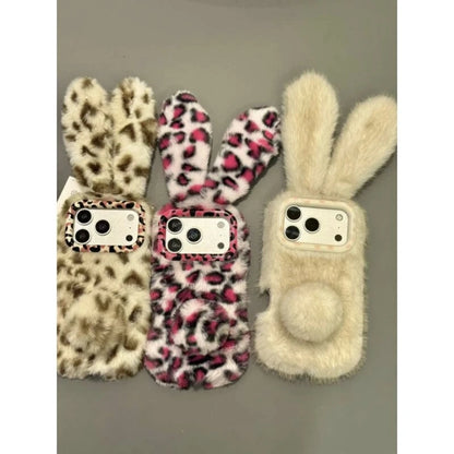 Rabbit Plush Phone Case for iPhone All 17 16 15 14 13 Series Models