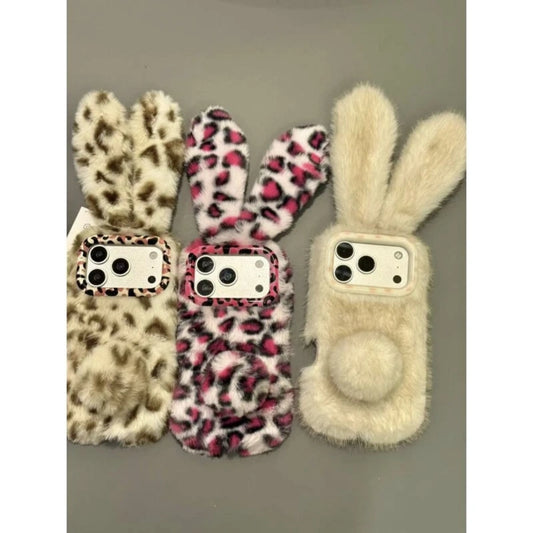 Rabbit Plush Phone Case for iPhone All 17 16 15 14 13 Series Models