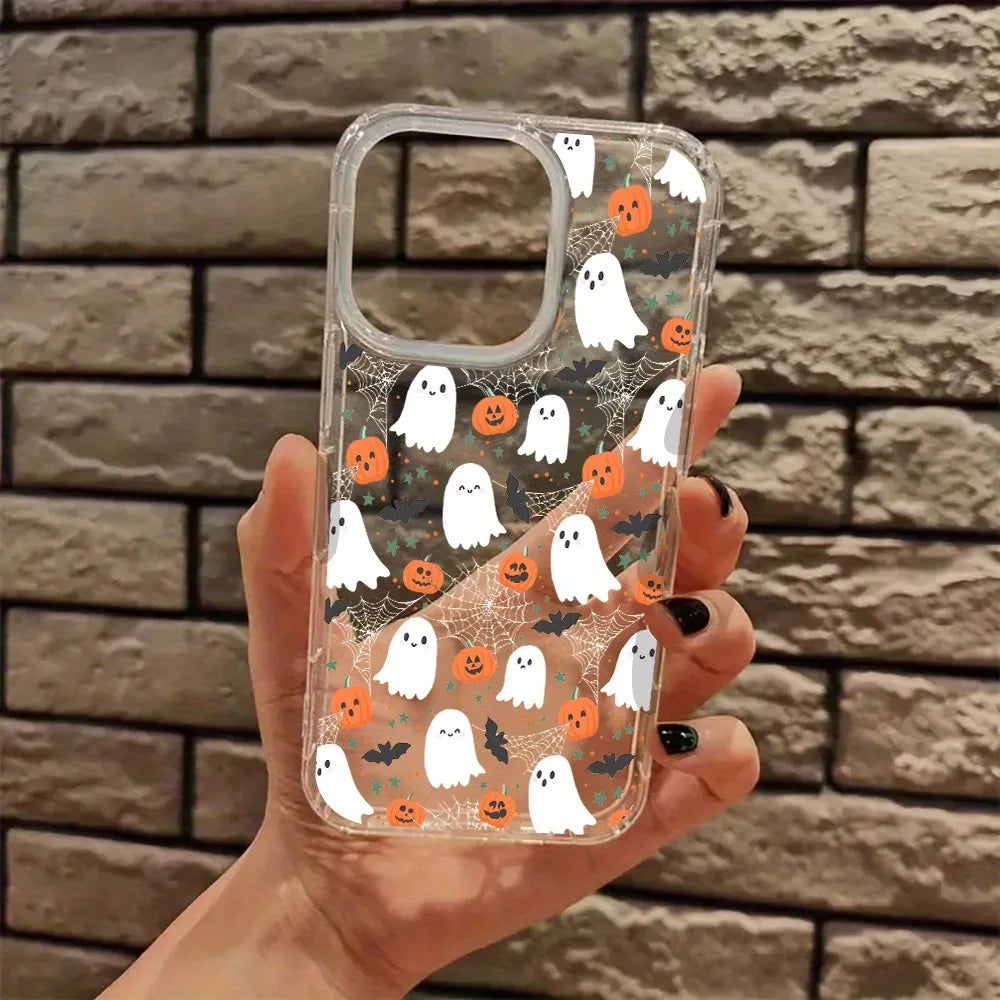 Spooky Pumpkin Transparent Phone Case Cover for iPhone 17 11 12 13 14 15 16 Pro Max 7 8 Plus XS Max X XS XR Cute Halloween Cases