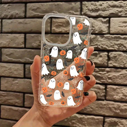 Spooky Pumpkin Transparent Phone Case Cover for iPhone 17 11 12 13 14 15 16 Pro Max 7 8 Plus XS Max X XS XR Cute Halloween Cases
