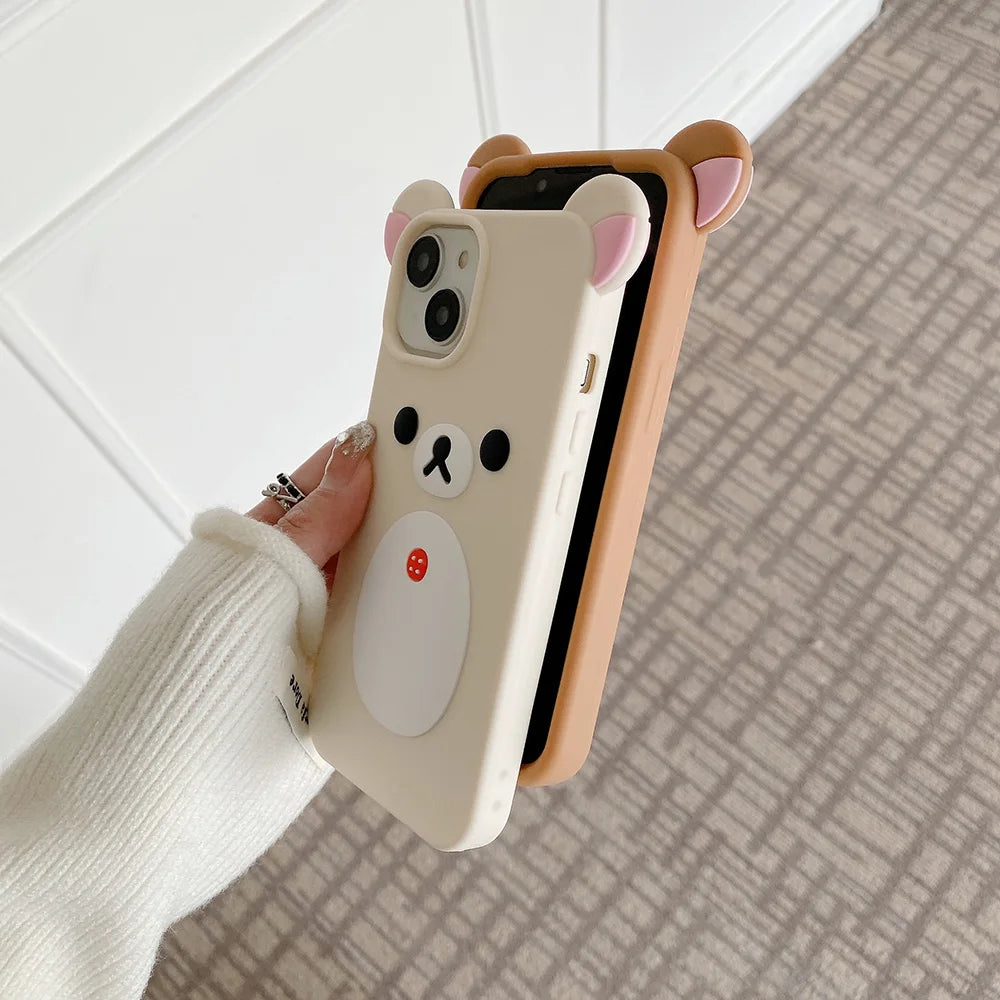 Cute Bear Creative Frosted Case For iPhone 11 12 13 14 15 16 17 Pro Max