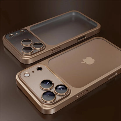 Luxury Original Matte Clear Frosted Phone Case For iPhone 17 16 15 Pro Max Lens Protection Solid Color Frame Shockproof Cover