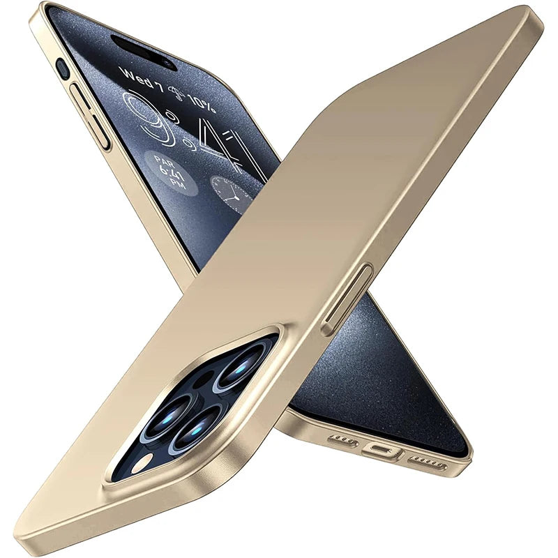 Coque arrière rigide ultra-mince en polycarbonate mat pour iPhone 17 Air, 16e, 16, 15, 14, 13, 12 Pro Max, couleur unie, finition givrée.