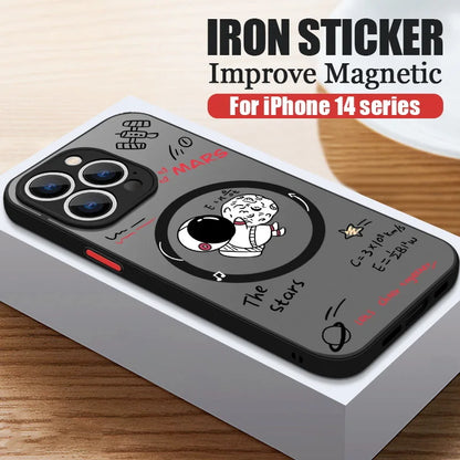 Magnetic For Magsafe Astronaut Case For iPhone Air 16e 17 15 Pro Max 14 13 12 Pro 11 16 Plus Shockproof Bumper Hard Matte Cover