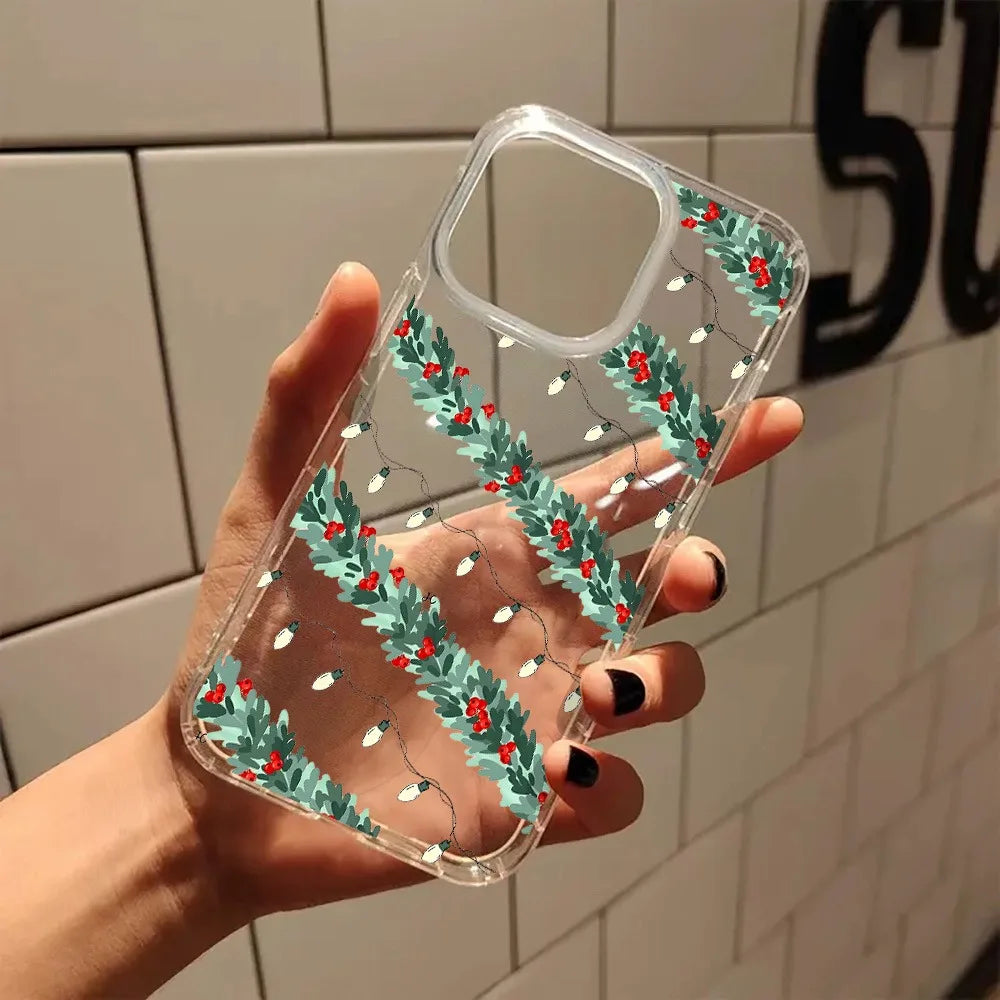 Cute Holiday Decoration Beautiful Transparent Phone Case for iPhone 17 16 11 12 13 14 15 Pro Max 7 8 Plus XR XS X Clear Cover