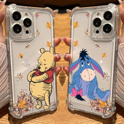 Cute Cartoon Pooh Bear Tigger Piglet Clear Phone Case For iPhone 17 16 14 15 11 12 13 Pro Max 16E 15 16 Plus 17Air Shockproof Cover