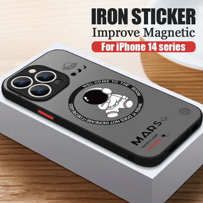 Magnetic For Magsafe Astronaut Case For iPhone Air 16e 17 15 Pro Max 14 13 12 Pro 11 16 Plus Shockproof Bumper Hard Matte Cover
