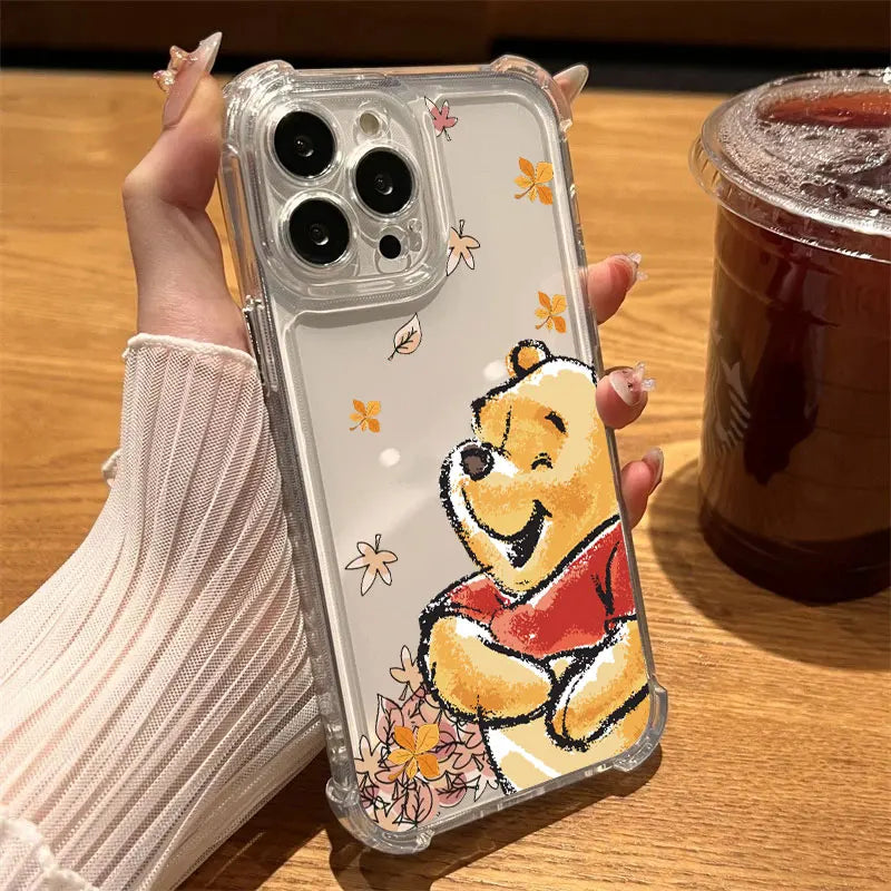 Cute Cartoon Pooh Bear Tigger Piglet Clear Phone Case For iPhone 17 16 14 15 11 12 13 Pro Max 16E 15 16 Plus 17Air Shockproof Cover
