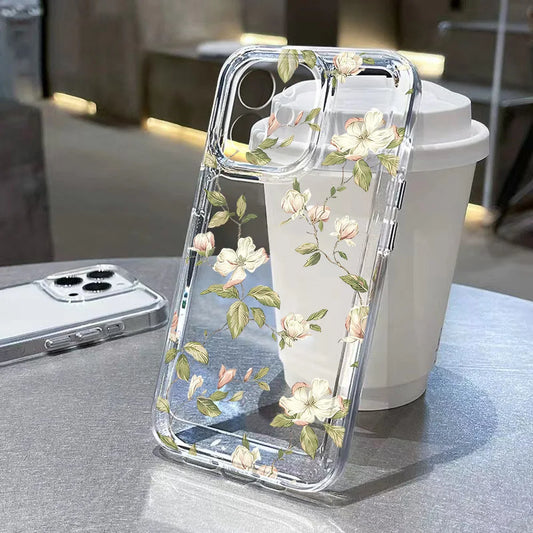 Floral Clear Case For iPhone 17 Pro Max 16 Pro 12 14 13 15 Pro Max XR XS 7 8 15 Plus Cover Flower Soft Fundas