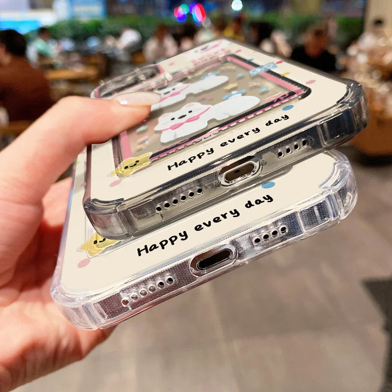 Étui transparent avec porte-cartes pour iPhone 13 15 16 11 17 12 14 Pro Max XR XS X 7 8 Plus SE - Motif chien mignon