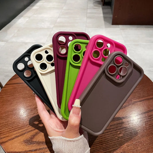 Soft Solid Color Shockproof Phone Case For iPhone 16 15 14 13 12 11 Pro Max XS X XR 8 7 Plus SE 2022 Plain Silicone Bumper Cover