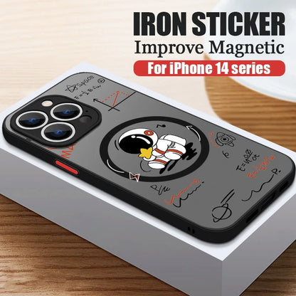 Magnetic For Magsafe Astronaut Case For iPhone Air 16e 17 15 Pro Max 14 13 12 Pro 11 16 Plus Shockproof Bumper Hard Matte Cover